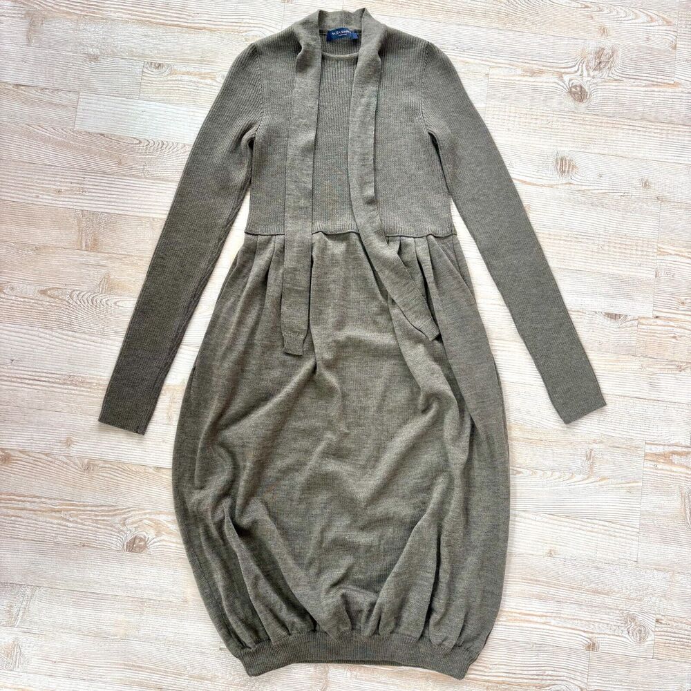 Piazza Sempione Olive Green Long Sleeve Knit Dress